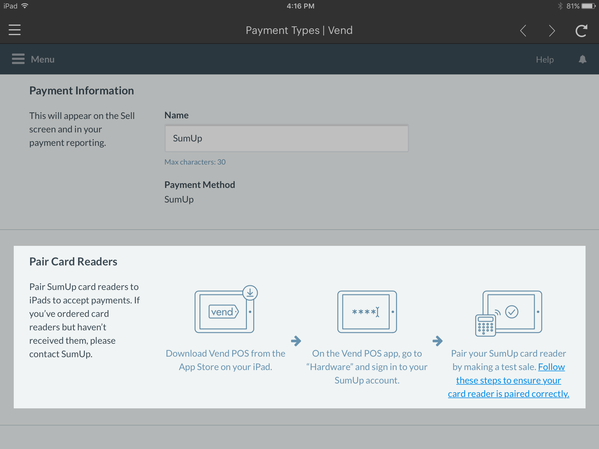 Taking payments with SumUp and Retail POS (XSeries) on iPad